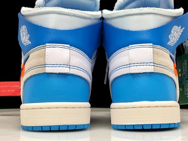1st Kicks Powder Off-White Jordan 1 Blue Air UNC AQ0818-148 0809